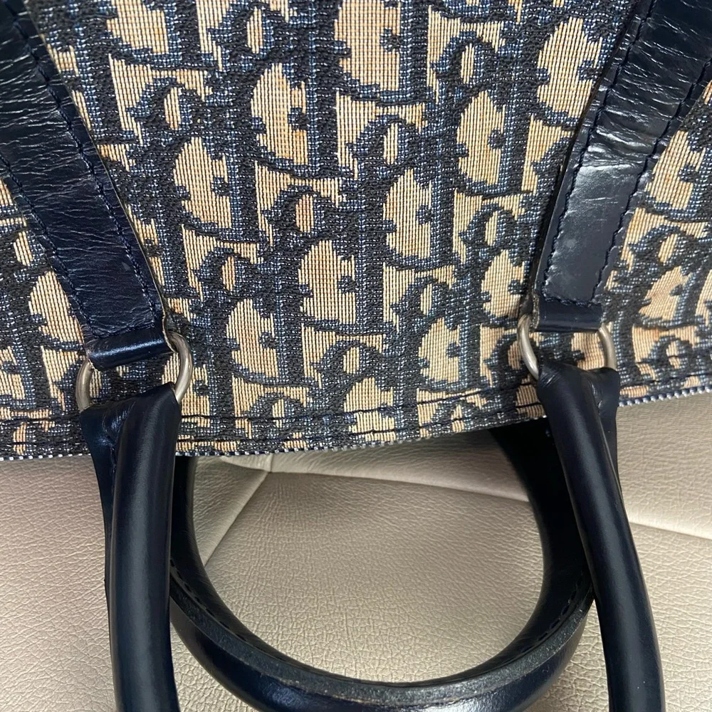 Dior Beige and Black Monogram Tote Bag